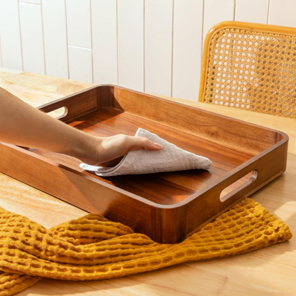 carpentray serving trays with handles for eating 17x13 inch, set of 2