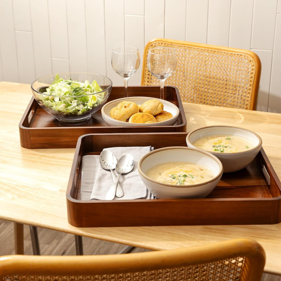carpentray serving trays with handles for eating 17x13 inch, set of 1
