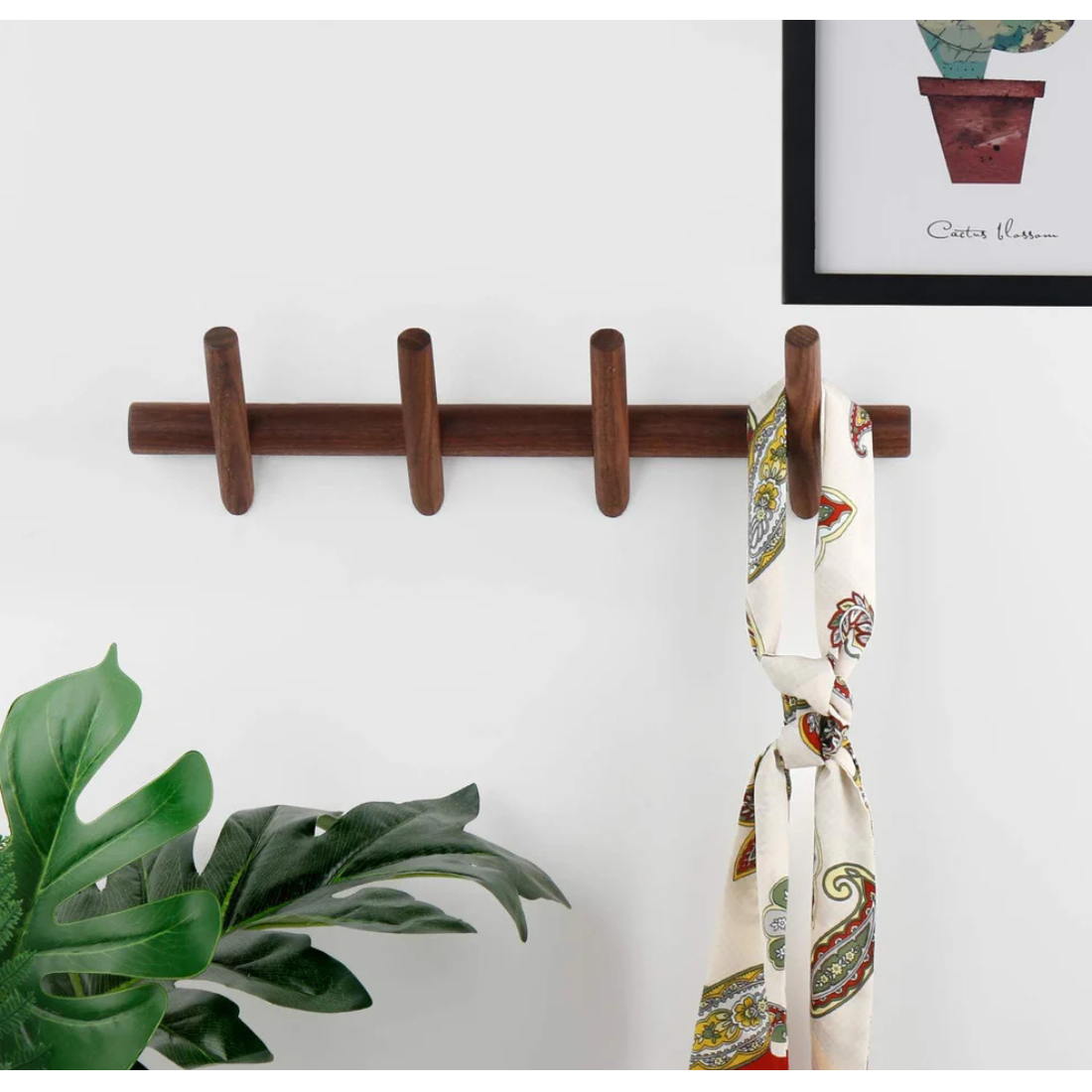 carpentray wooden wall hooks with 3 hooks