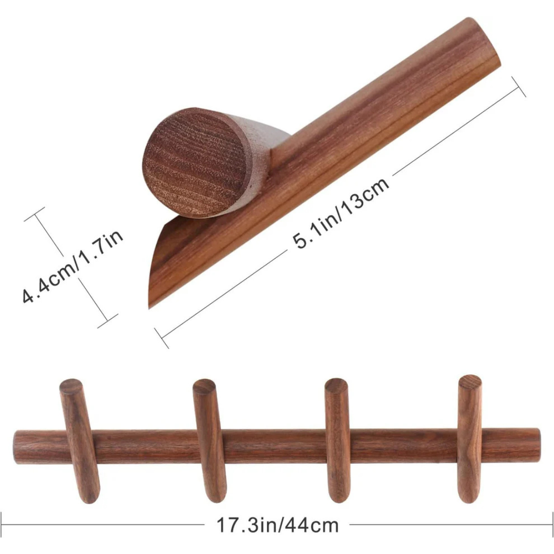 carpentray wooden wall hooks with 3 hooks