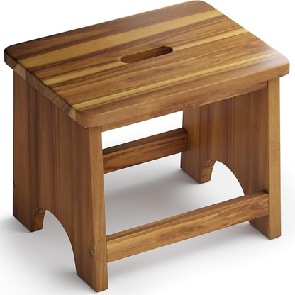 carpentray wooden step stool, 13'' heavy duty stepping stool brown