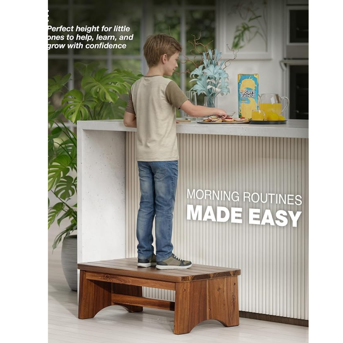 Carpentray Wooden Step Stool, Heavy Duty One Step Stool