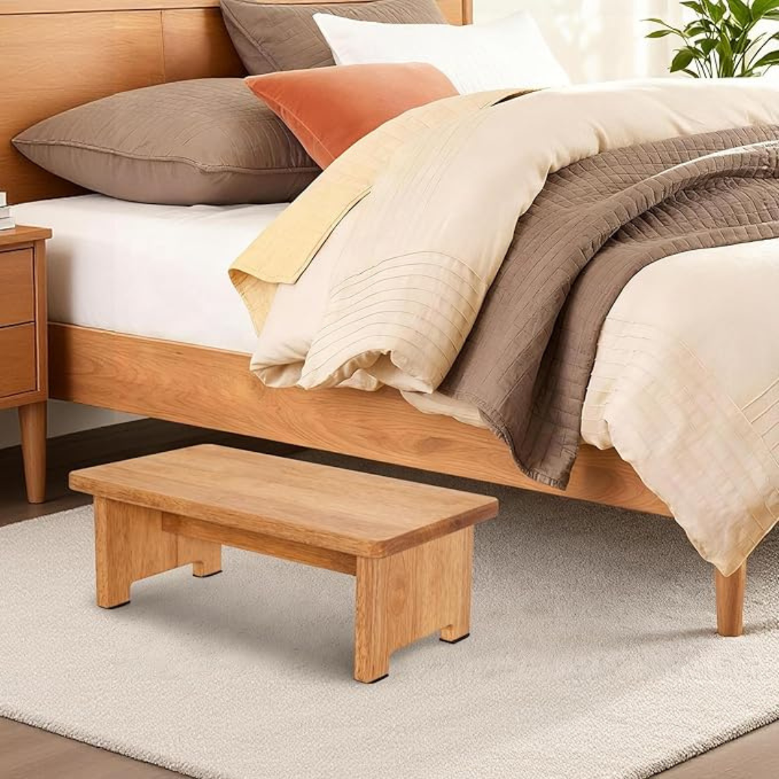 Carpentray Wooden Step Stool, Heavy Duty One Step Stool