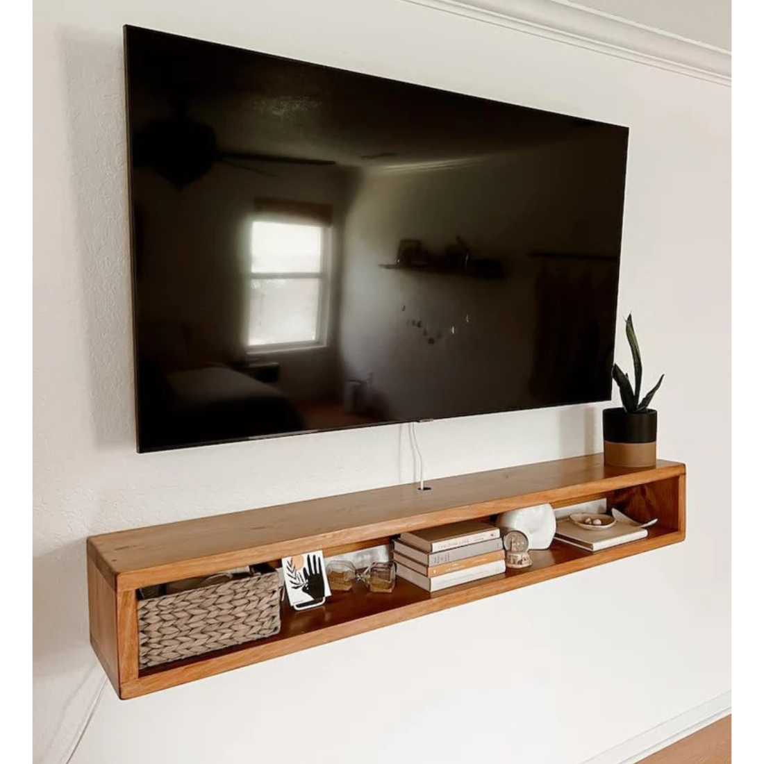 carpentray 100cm wooden wall tv cabinet (brown) medium