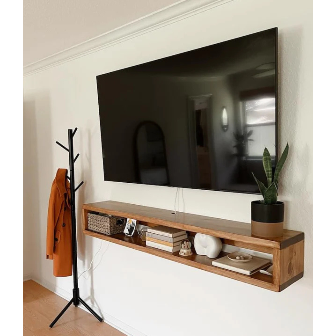 carpentray 100cm wooden wall tv cabinet (brown) medium