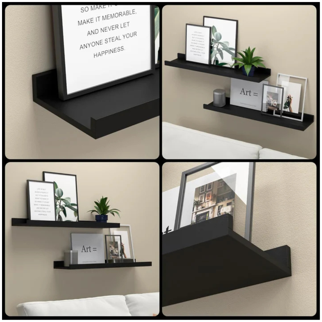 Carpentray 24 Inch Long Modern Balck Wall Shelf