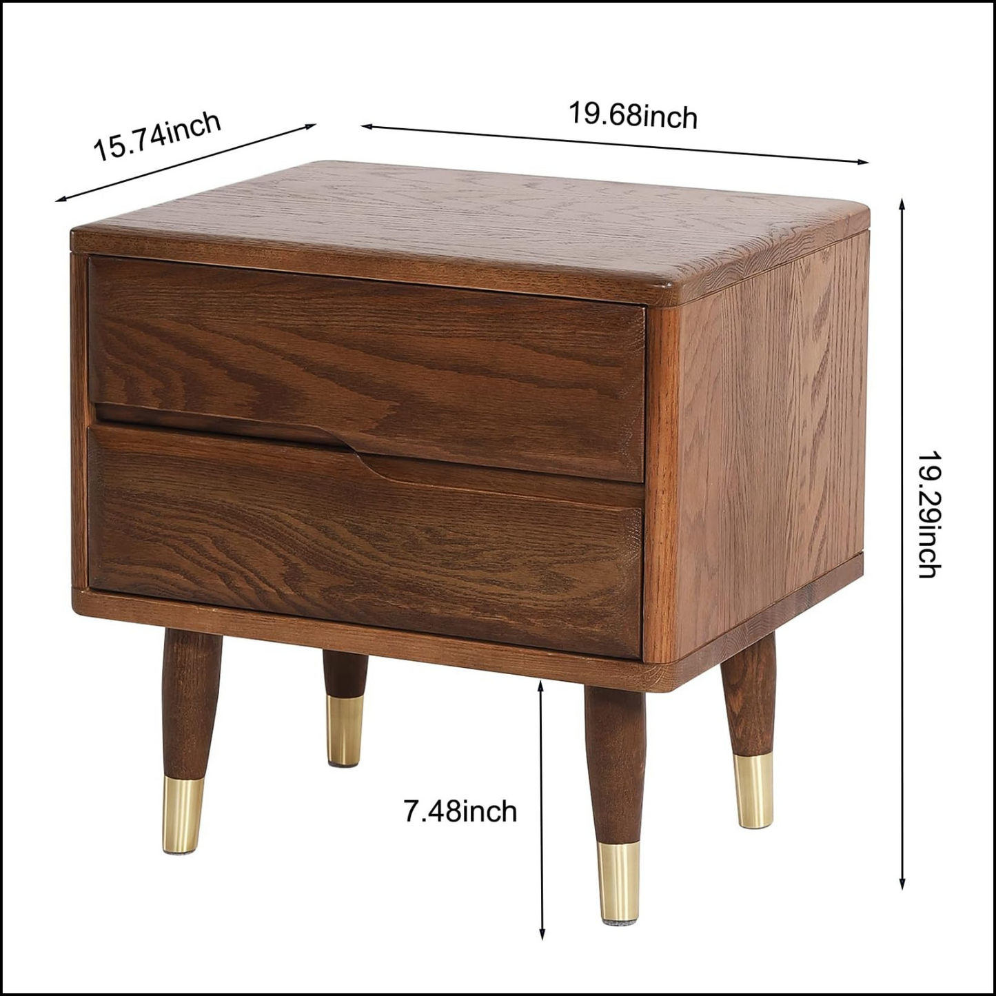 Carpentray 2 Drawer Wooden Bedside Table