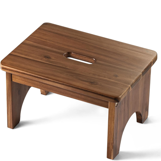 Carpentray Wooden Step Stool, 9'' One Step Stool for Adults (Walnut)