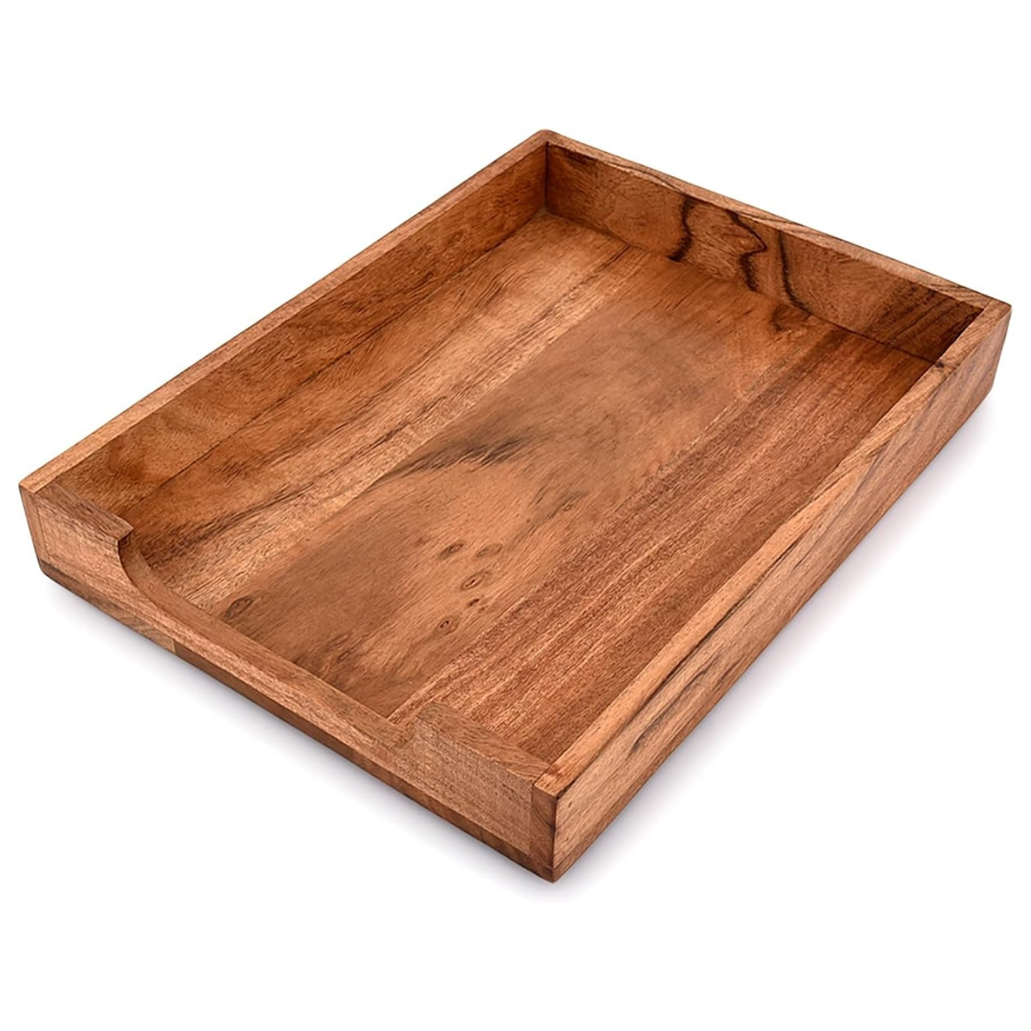 carpentray letter trays & stacking supports acacia wood desk document, file folder, magazine holder tray (14" x 11" x 2")