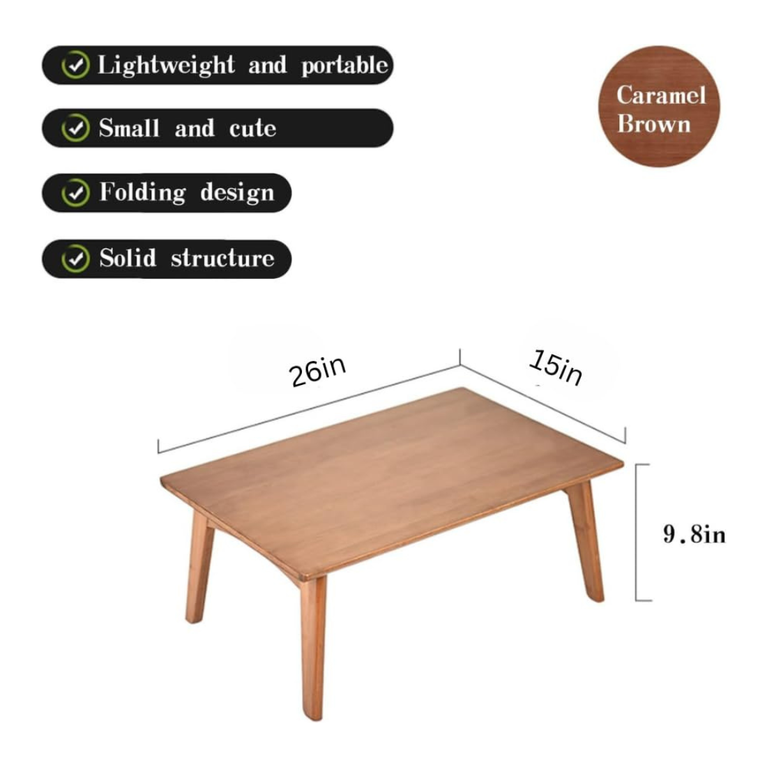 Carpentray Solid Sheesham Wood Foldable Small Table - Foldable Floor Desk (66X38X28 Cm), Brown