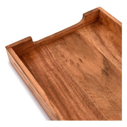 carpentray letter trays & stacking supports acacia wood desk document, file folder, magazine holder tray (14" x 11" x 2")