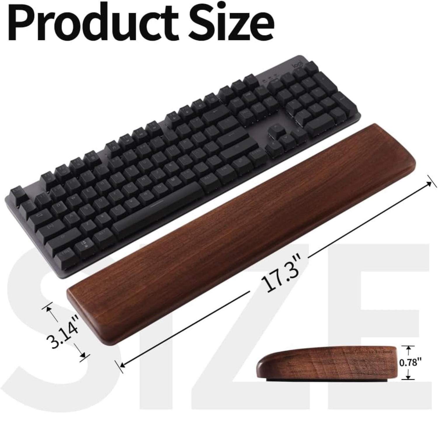 carpentray wooden wrist rest, walnut wood keyboard wrist rest, ergonomic palm rest, support pad, keyboard accessory for computer, laptop, home & office (black walnut, 17.3" l x 3.15" w x 0.78" h)