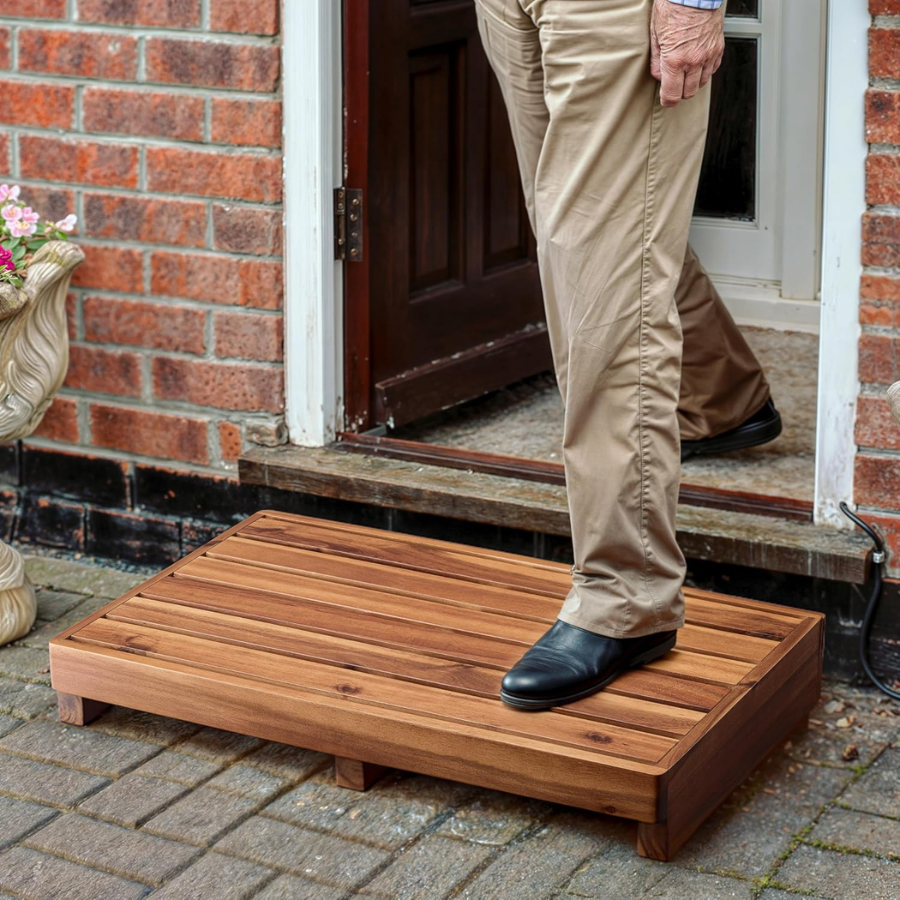 Carpentray 3.5" One Step Stool for Elderly\ Wood High Riser Step Stool