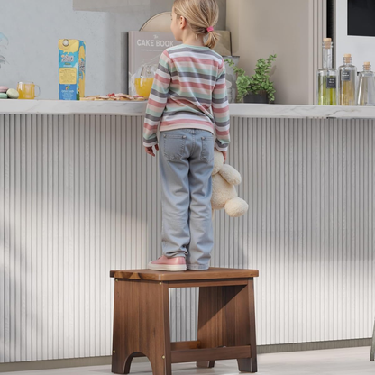 carpentray wooden step stool, 13'' one step stool for adults (walnut)