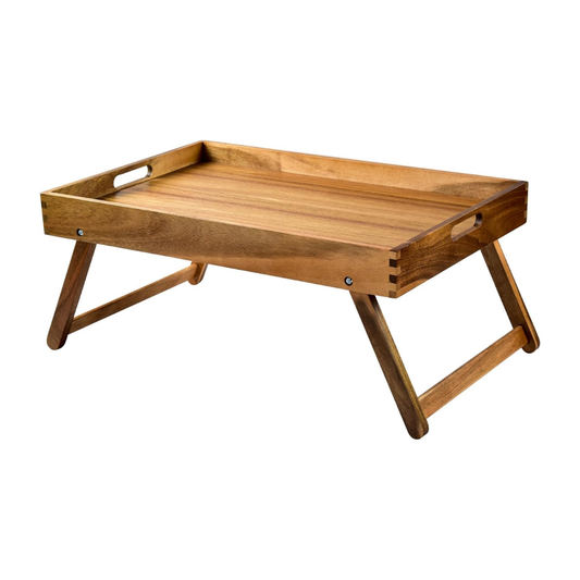 carpentray Extra Large Folding Bed Tray Table, 22’’ x 14’’ Acacia Wood Breakfast Tray
