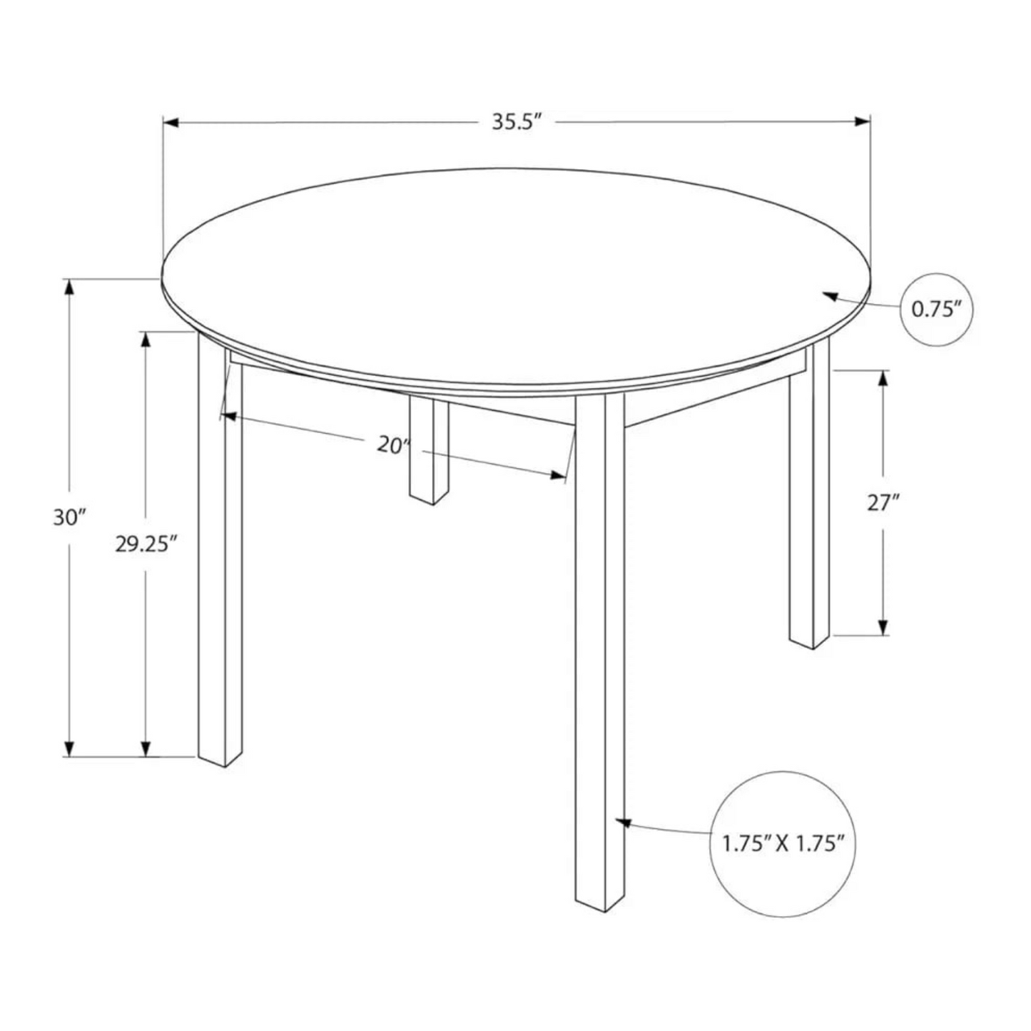 Carpentray 35" Round 4 Seater Dining Table