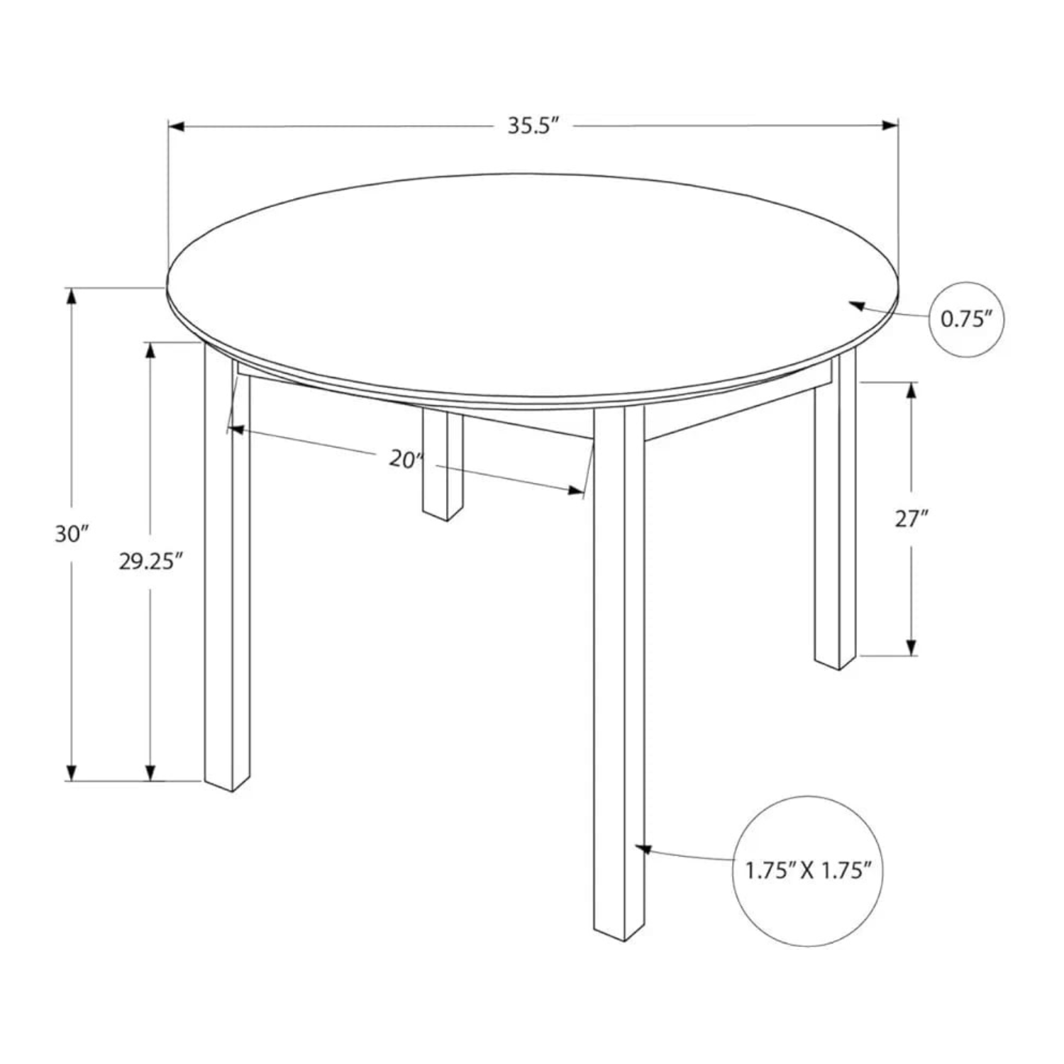 carpentray 35" round 4 seater dining table