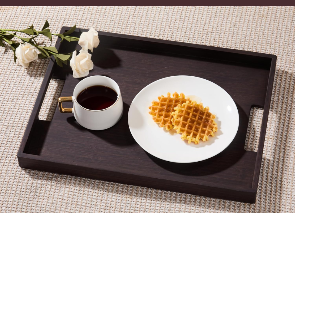carpentray serving tray 17" x 13", innovative anti-slip coating, mahogany bamboo finish, solid bamboo board, decorative & ottoman tray
