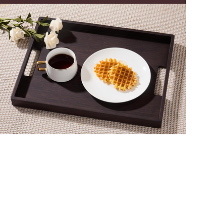 carpentray serving tray 17" x 13", innovative anti-slip coating, mahogany bamboo finish, solid bamboo board, decorative & ottoman tray