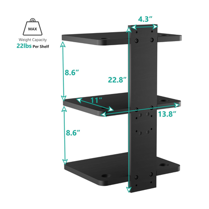 carpentray wooden floating triple shelf projector stand (black)