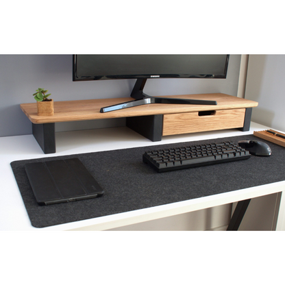 carpentray 80cm long wooden monitor riser with 1 big drawer