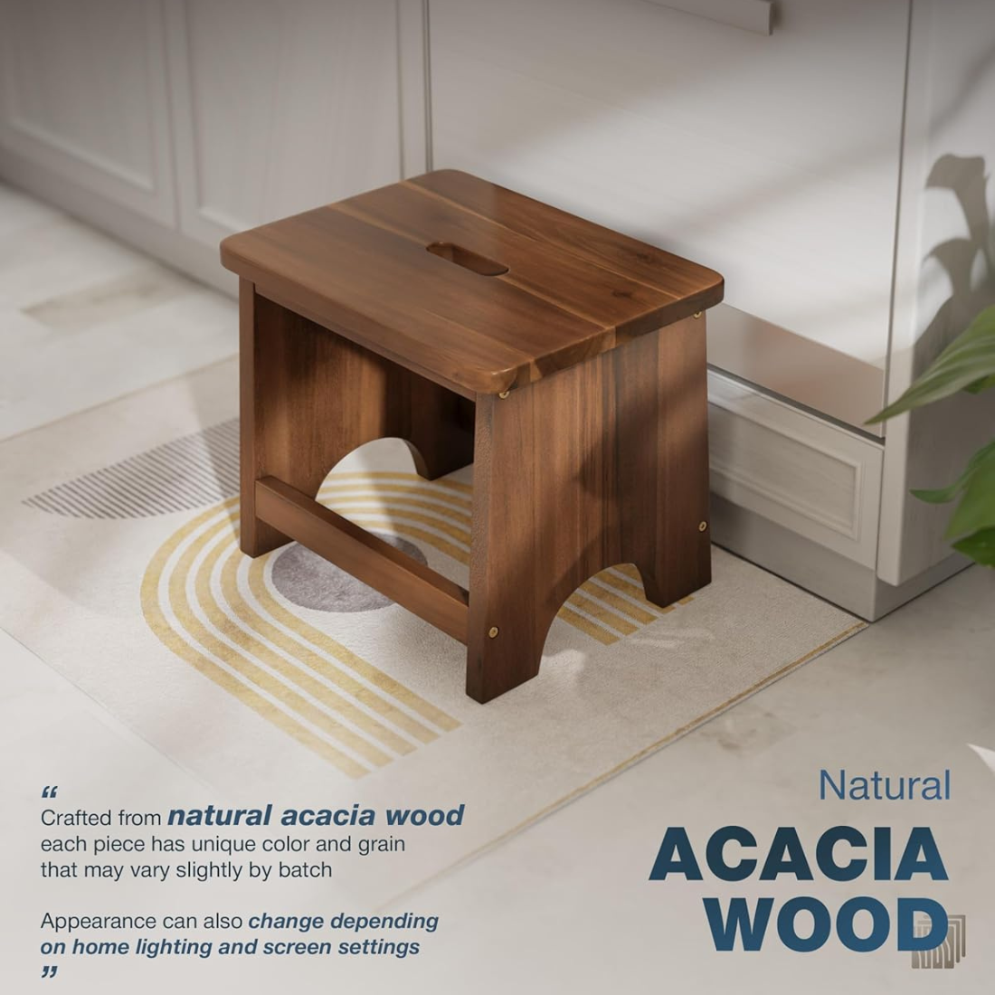 carpentray wooden step stool, 13'' one step stool for adults (walnut)