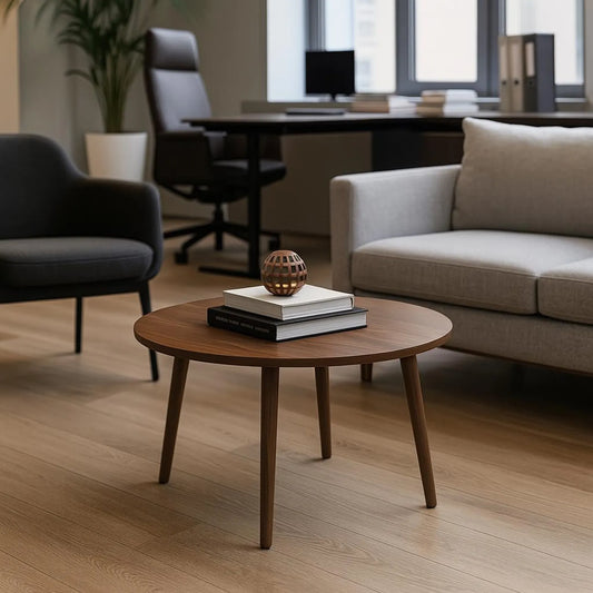 Carpentray 30x30 Inch Round Wooden Coffee Table