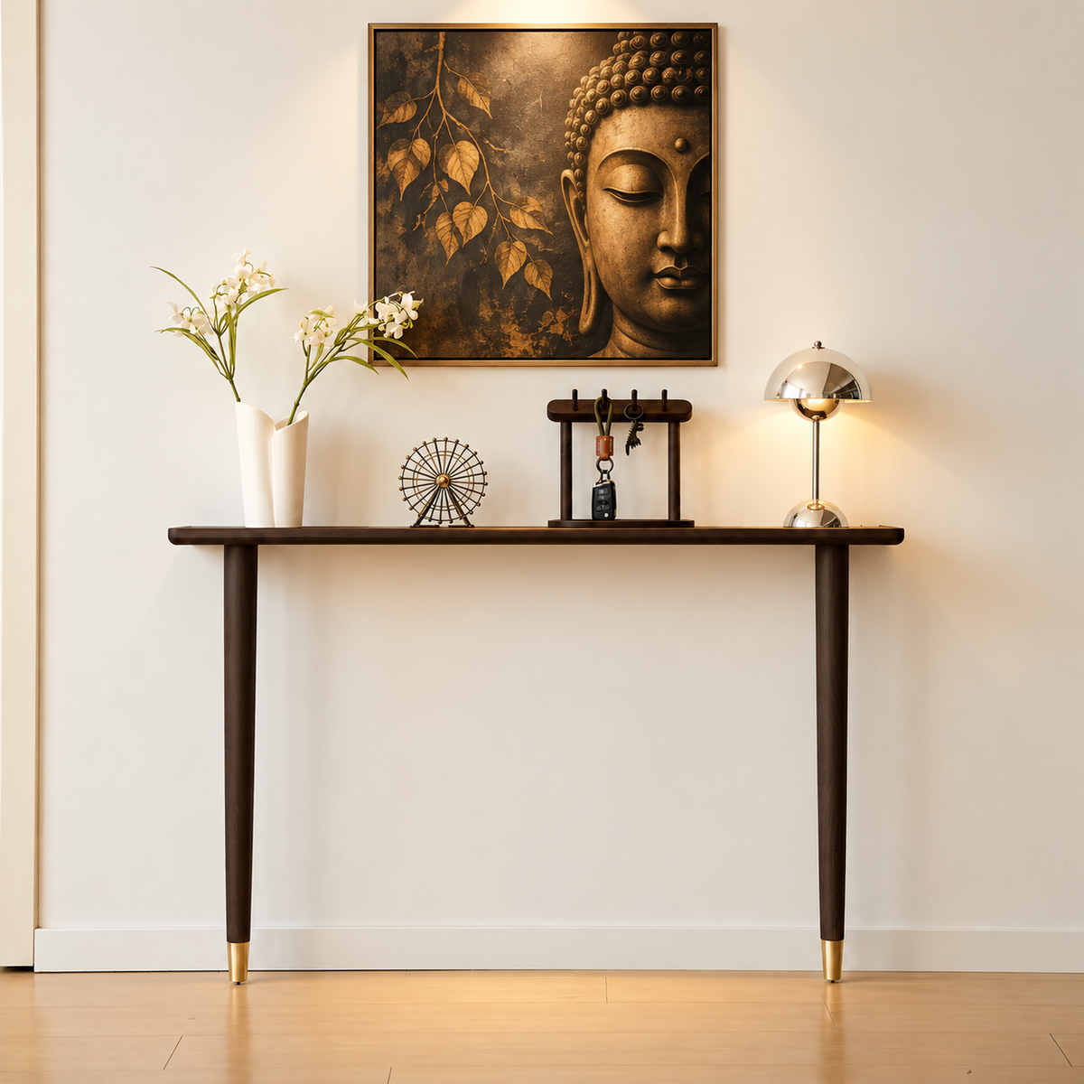 carpentray 120cm long walnut console table | modern wooden entryway table