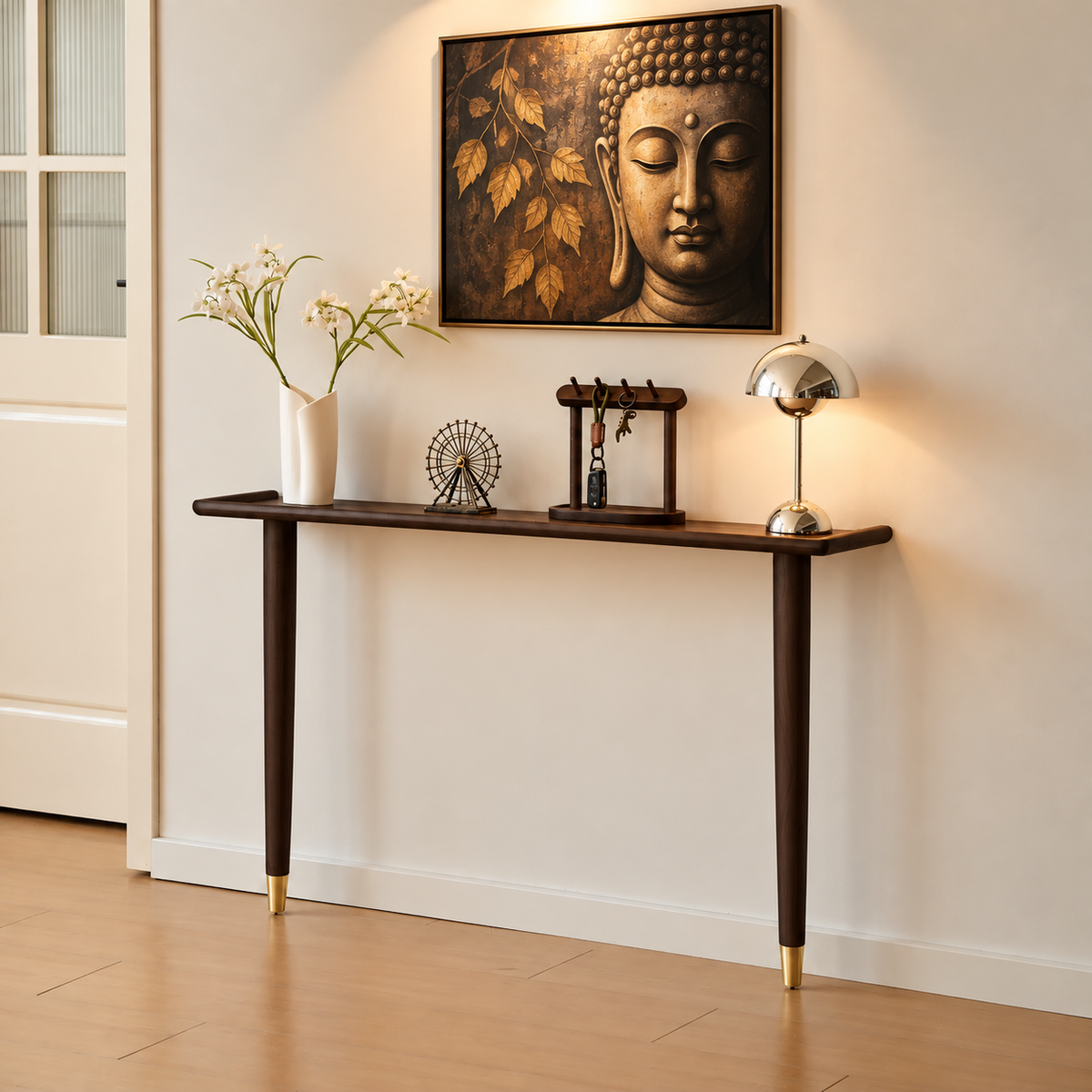 Carpentray 80cm Long Walnut Console Table | Modern Wooden Entryway Table