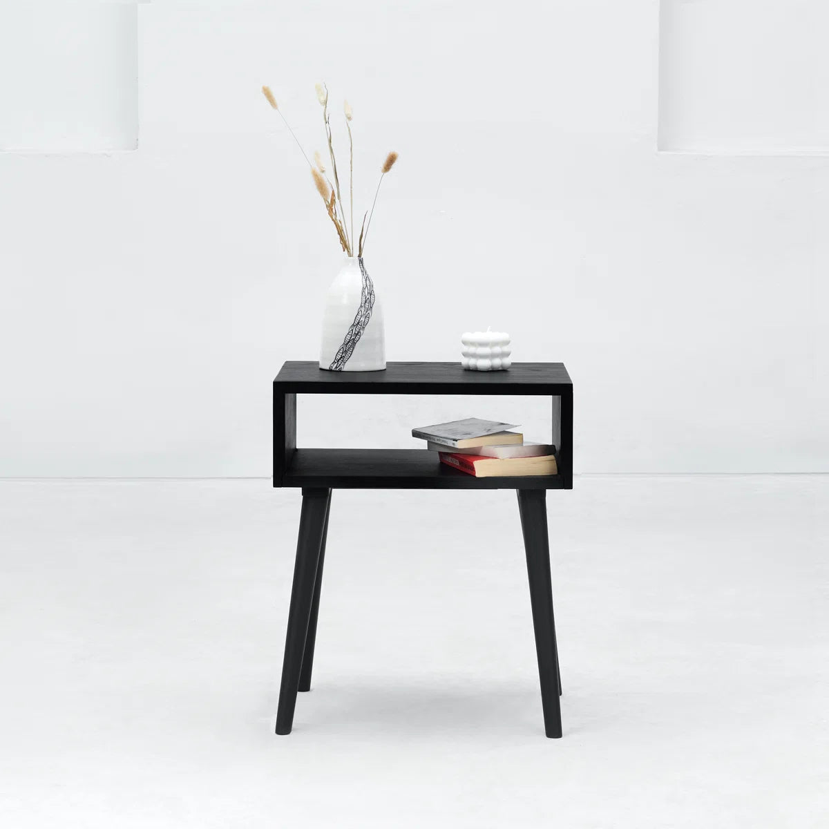 Carpentray Wooden Open Bedside Table (Black)