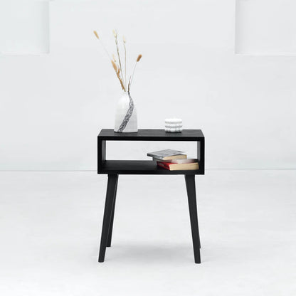 carpentray wooden open bedside table (black)