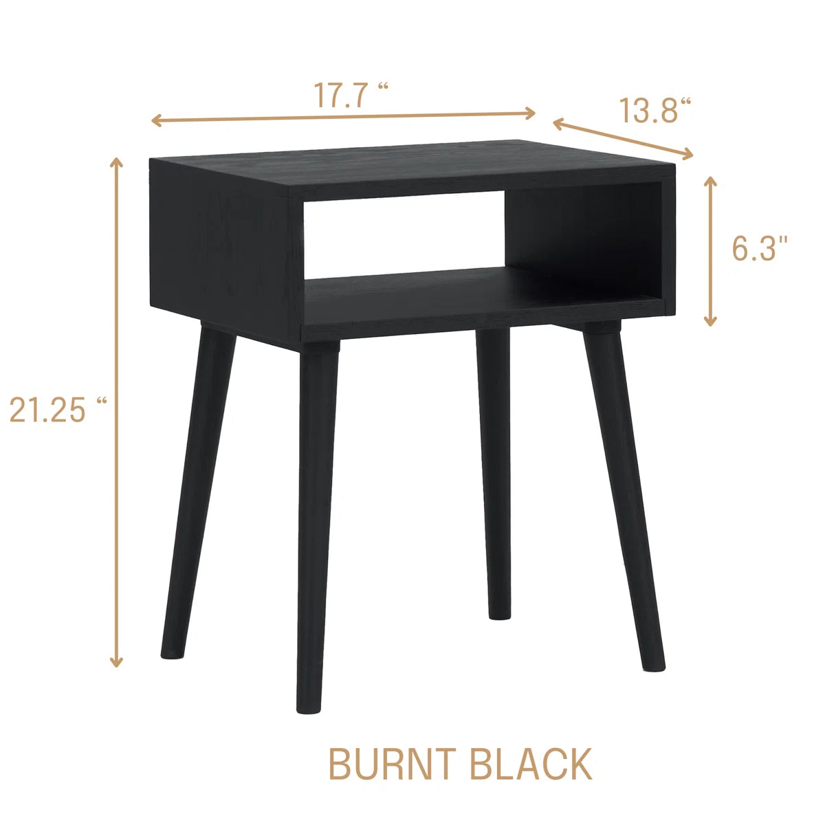 carpentray wooden open bedside table (black)