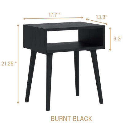 carpentray wooden open bedside table (black)