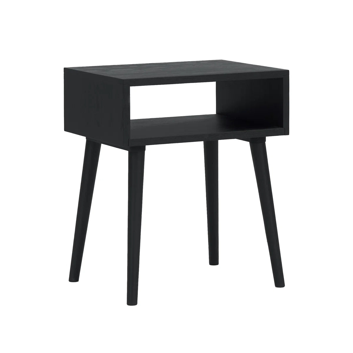 Carpentray Wooden Open Bedside Table (Black)