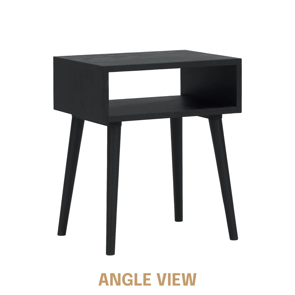 carpentray wooden open bedside table (black)