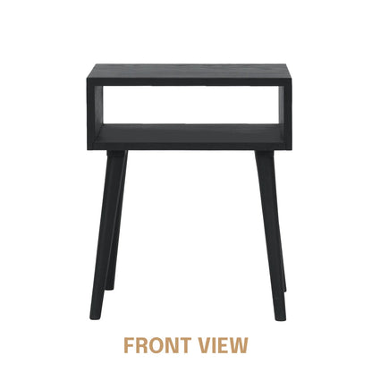 carpentray wooden open bedside table (black)