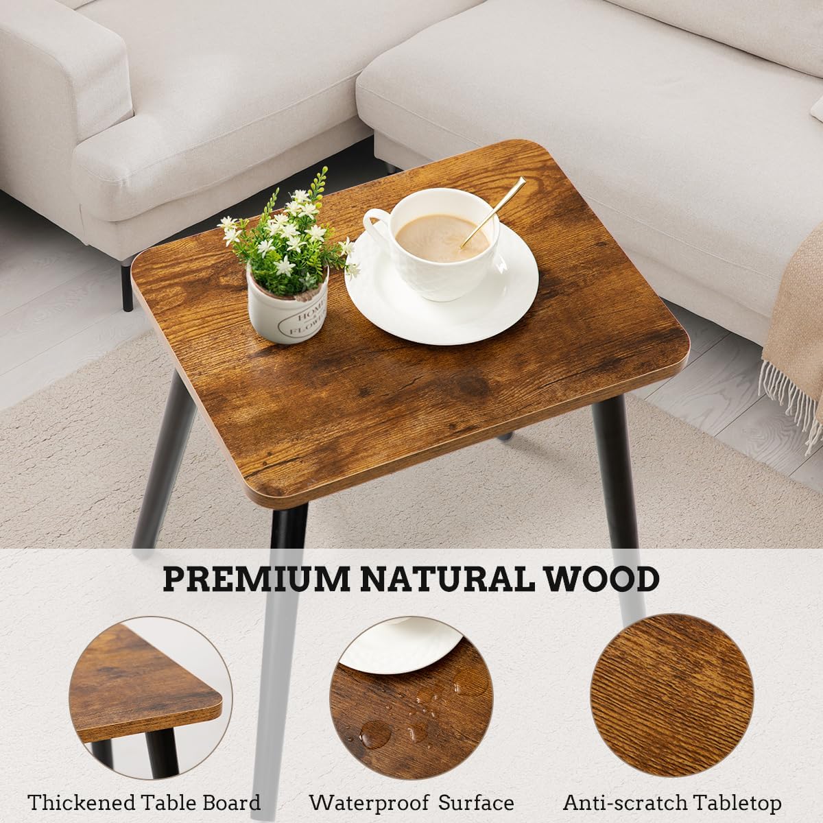 Carpentray Side Table, Rectangle Wooden Small End Table, Small Accent Table for Living Room, Bedroom and Balcony, Modern Side Tables for Small Spaces Home Decor, Easy Assembly