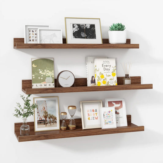 Carpentray 24 Inch Woden Wall Shelf Set of 3 (Brown)