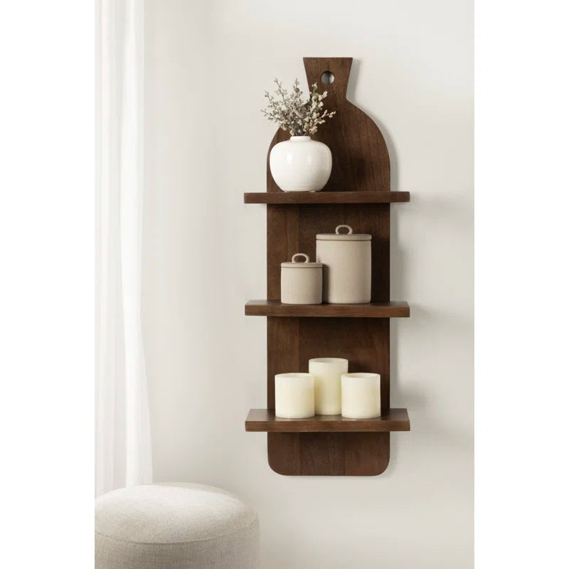 carpentray mango wooden kitchen wall shelf
