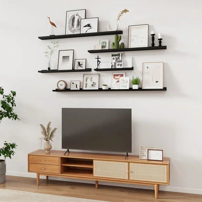 carpentray 36 inch long wooden u shelf wall shelf black (set of 2)