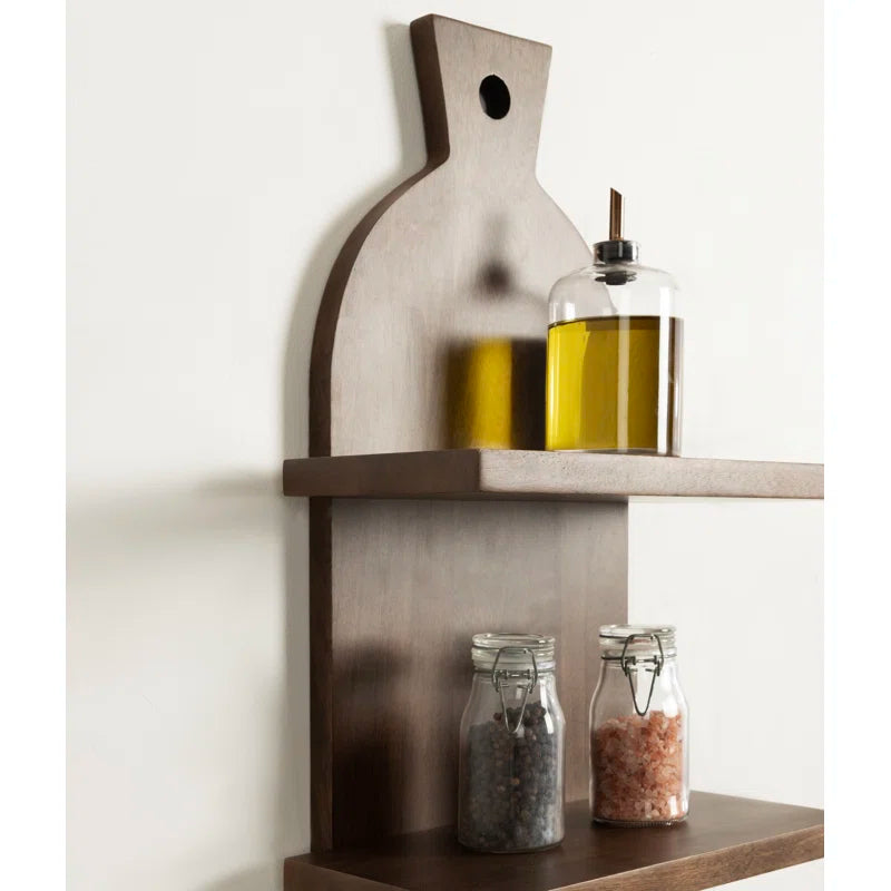 carpentray mango wooden kitchen wall shelf