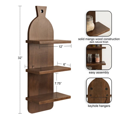 carpentray mango wooden kitchen wall shelf