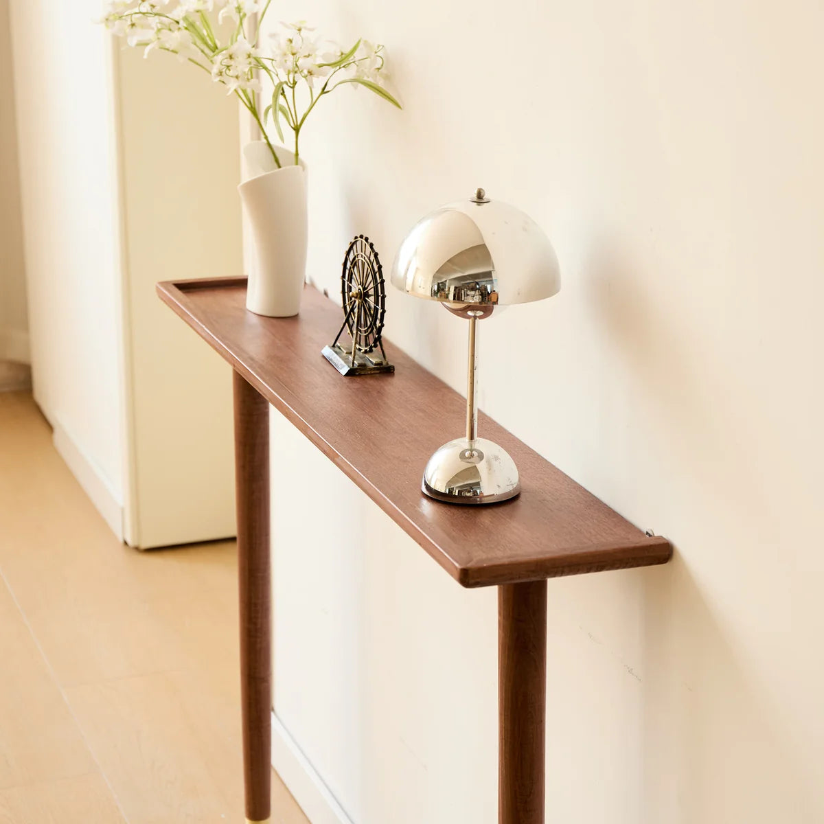 carpentray 100cm long light brown console table | modern wooden entryway table