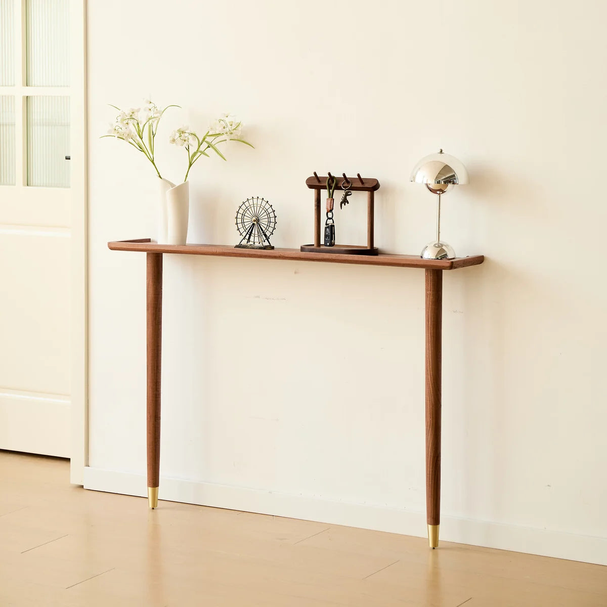 carpentray 80cm long light brown console table | modern wooden entryway table