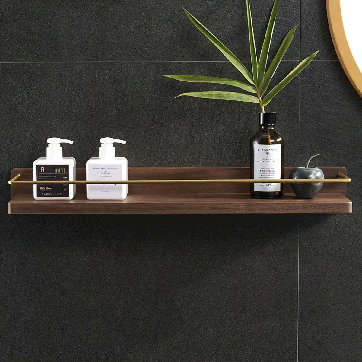 Carpentray 35'' Modern Brass Wooden Shelf