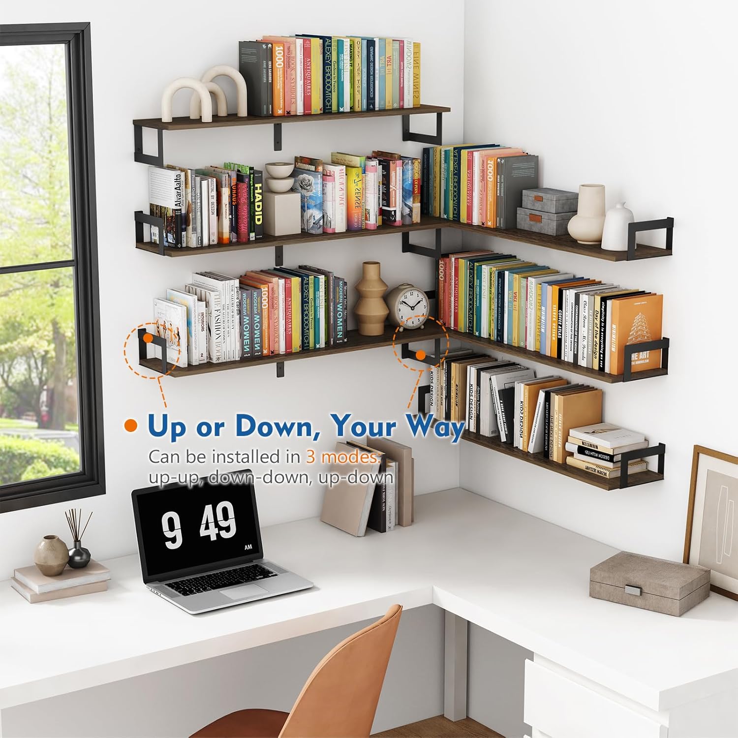 carpentray 36x8 inch floating shelves for wall set of 3