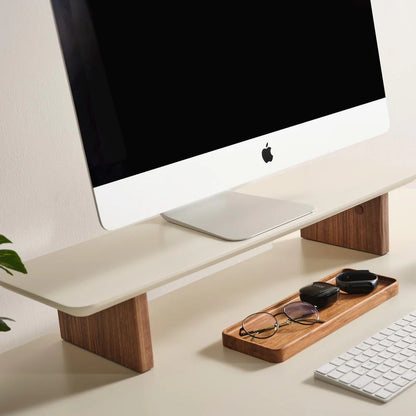 carpentray 100cm long wooden monitor riser (white & brown)