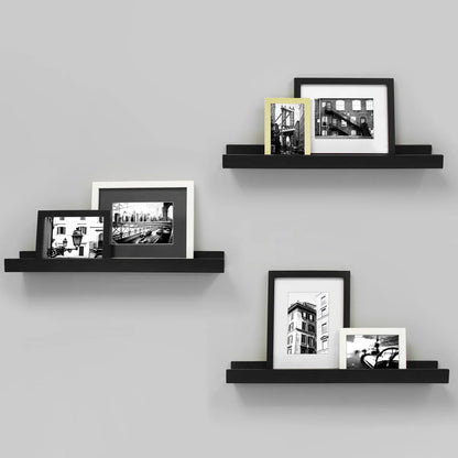 carpentray 24 inch long 3 piece picture ledge wall shelf (set of 3)