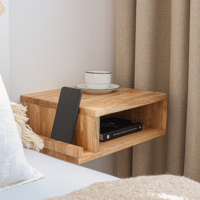 Carpentray Wooden Bedside Table Light Brown