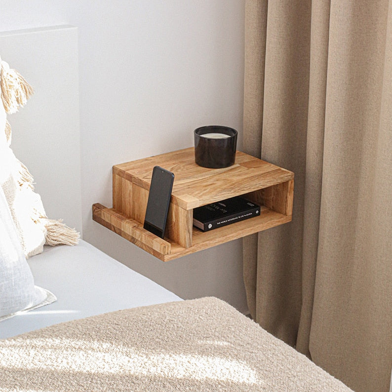 Carpentray Wooden Bedside Table Light Brown